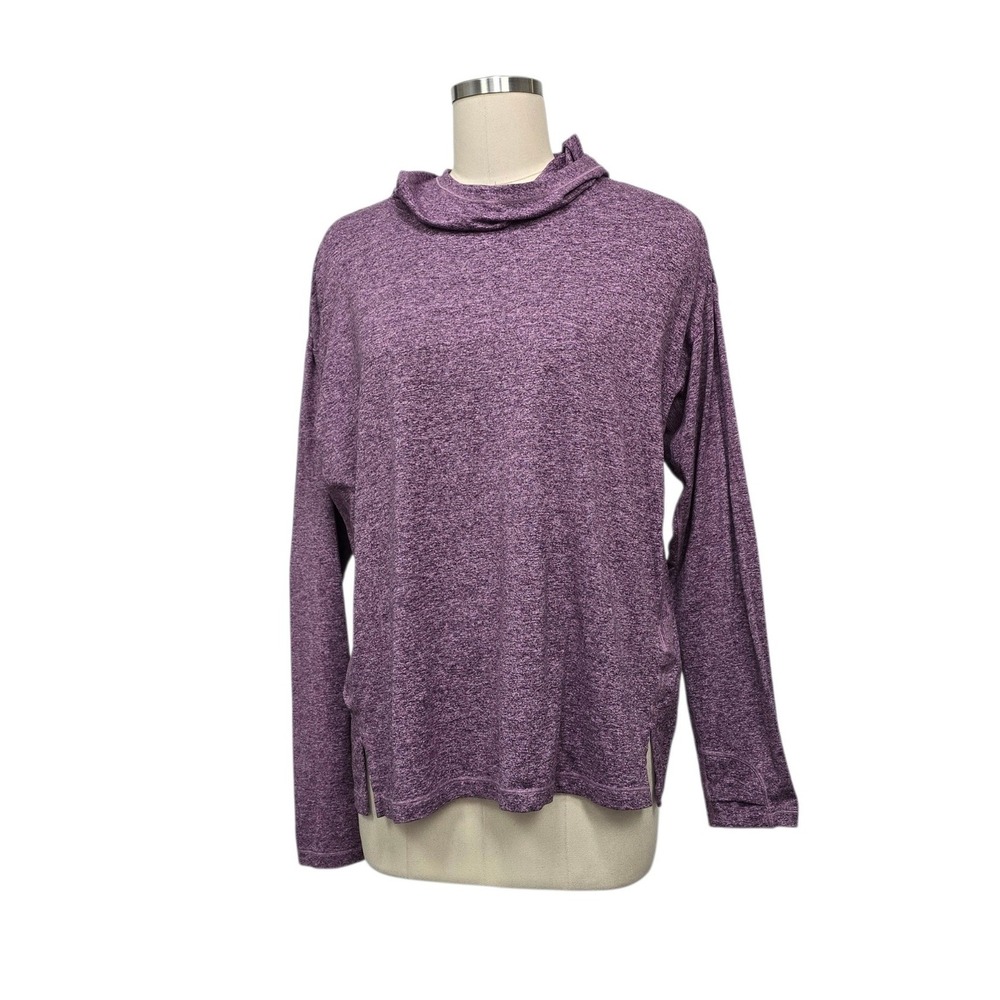 Athleta Uptempo II Hoodie‎ Sweatshirt Purple Heather Long Sleeve Womens sz Large